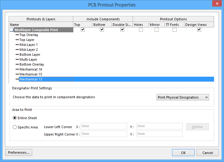  The PCB Printout Properties dialog