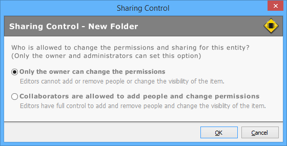 The Sharing Control dialog.