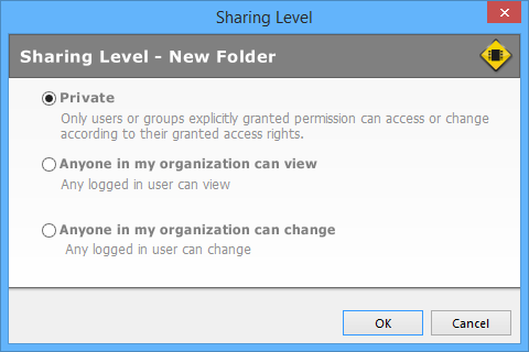 The Sharing Level dialog.