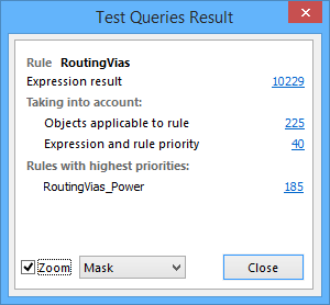A Binary (top) and Unary (bottom) example of the Test Queries Result dialog