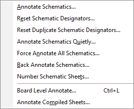 Various available annotation commands.