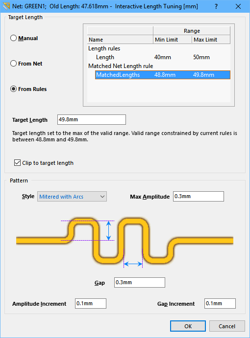 Press TAB during length tuning to open the Interactive Length Tuning dialog, where you can select the target length mode and adjust the accordion parameters.