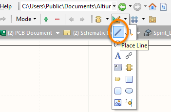 The Place Line toolbar button