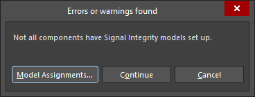 The Errors or warnings found dialog