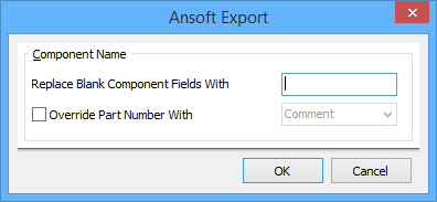 The Ansoft Export dialog