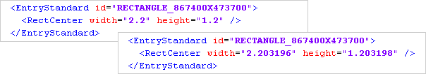 Один и тот же участок файла IPC-2581 при точности 2 (первое изображение) и 6 (второе изображение).