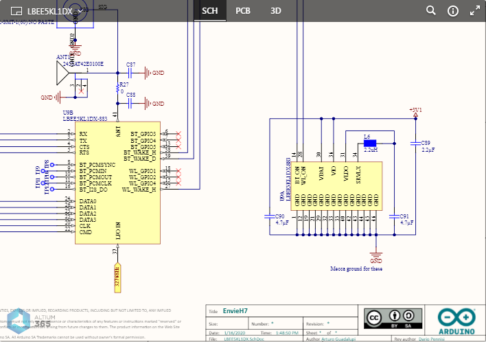 Пример, где показан Altium 365 Viewer, встроенный на веб-сайт Arduino для платы Portenta H7 Board. Здесь показана схема. Наведите курсор мыши на изображение, чтобы увидеть плату в 3D.