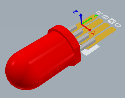 Физическое представление светодиода, импортированное из MCAD-системы в виде файла формата STEP