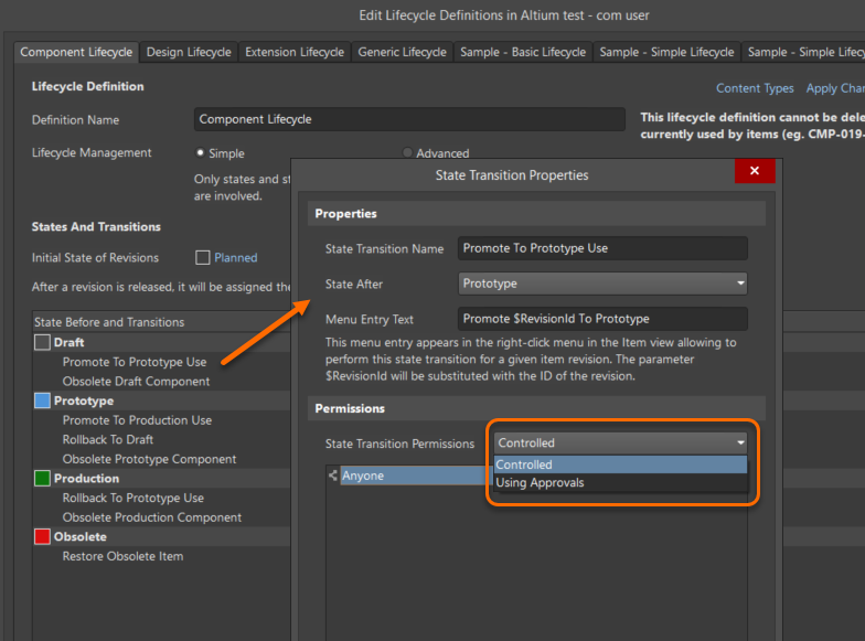 Lifecycle Management in an Altium 365 Workspace