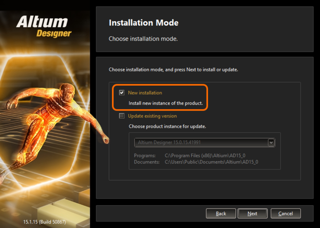 To install a separate instance, ensure the New installation option is chosen as the mode of installation.