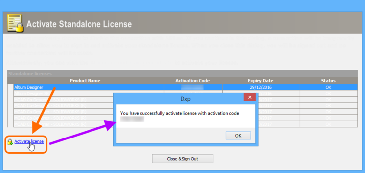 Successful activation of a Standalone license!
