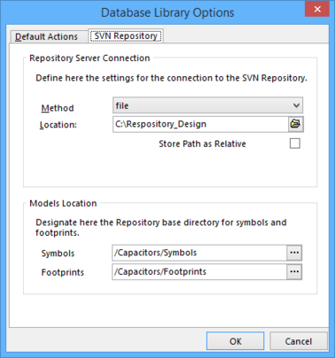 Example connection to a file-based SVN repository.
