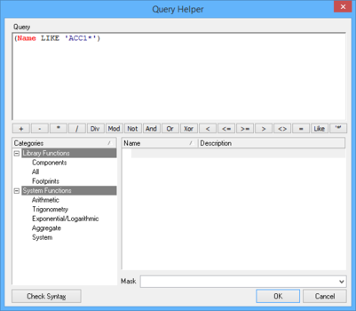Use the Query Helper dialog to locate and learn about query keywords – click in a keyword and press F1 for information about that keyword.