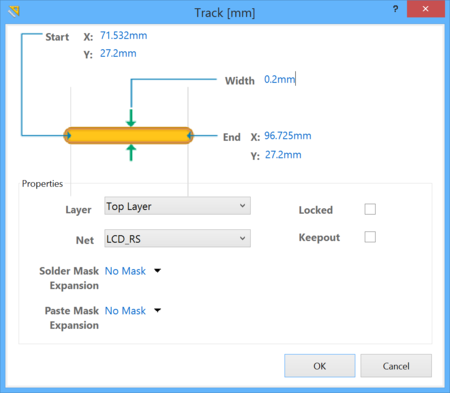 Individual track segments can be edited in the Track dialog.