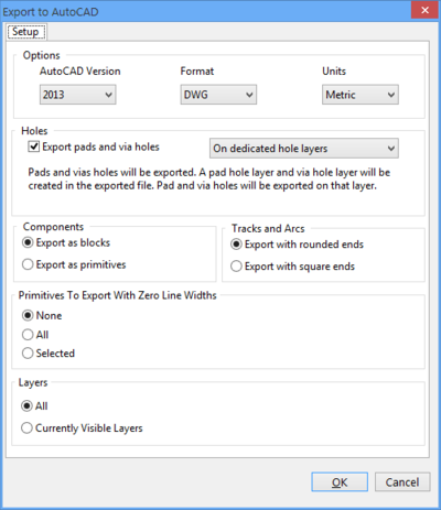 The Export to AutoCAD dialog