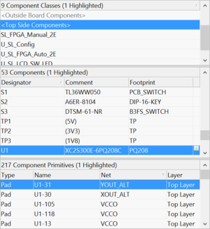 The PCB panel regions allow a cumulative filter selection through

component classes to individual ncomponents to component items (primitives).