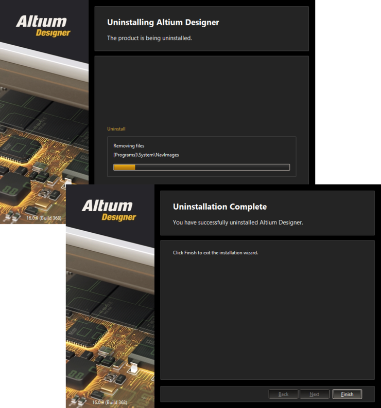 The Altium Designer Uninstaller in action!
