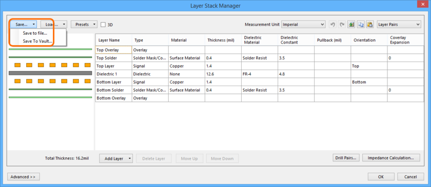 New save commands give you the choice of where to save your layer stack data.