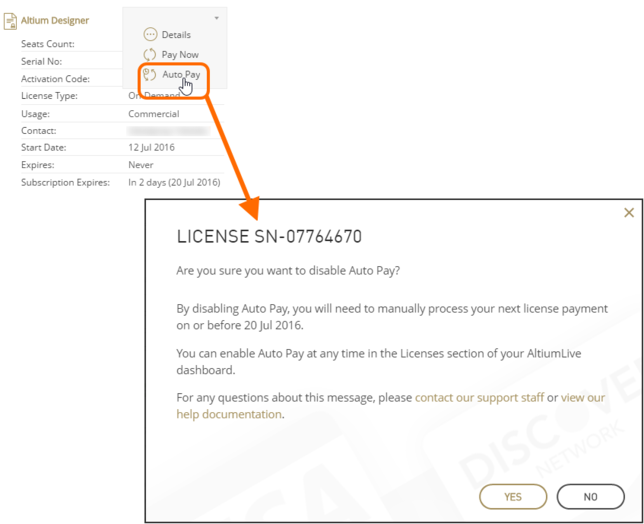 Disable subscription auto pay from the overview for the license.