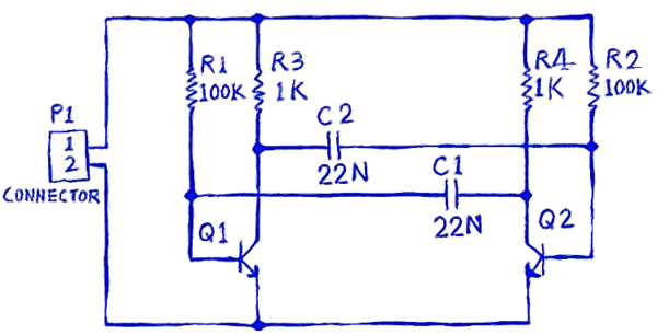 Circuit for the multivibrator.