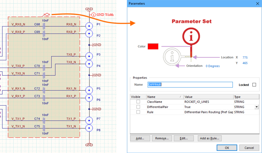 The Parameter Set object can display in different ways, depending on the parameters that it holds.