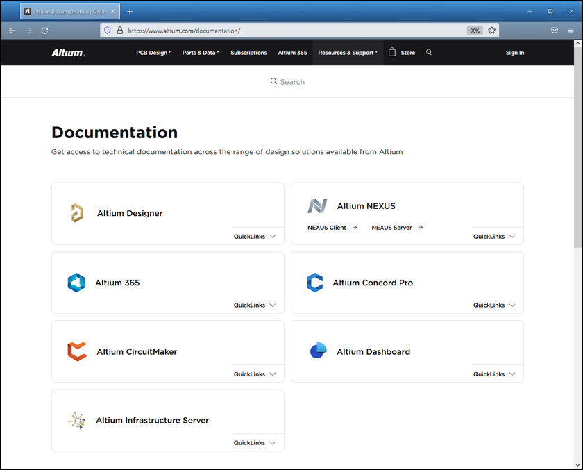The documentation home page gives access to the various documentation spaces.