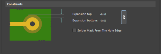 Default constraints for the Solder Mask Expansion rule.