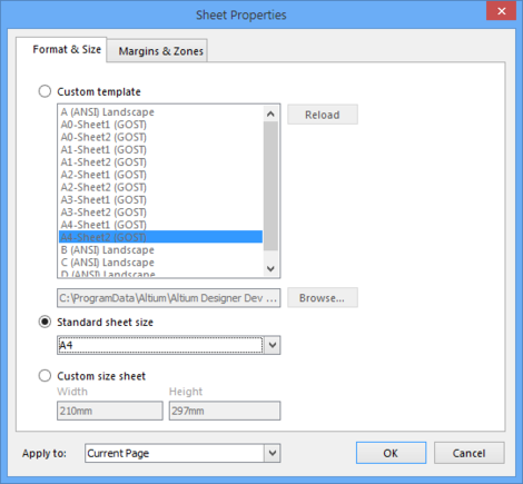 Sheet stying properties can adopt standard or customized settings, or those from a sheet template.