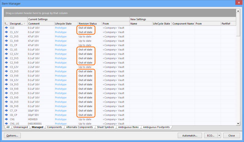 Note the components that have been detected as being Out of Date, select them and then right-click to perfom an Update.