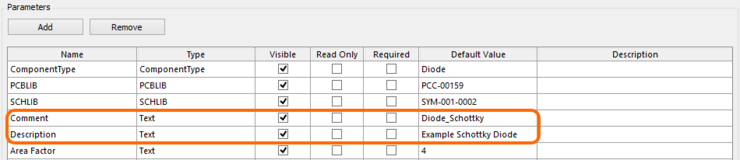 Specify Comment and Description parameters as part of your template.