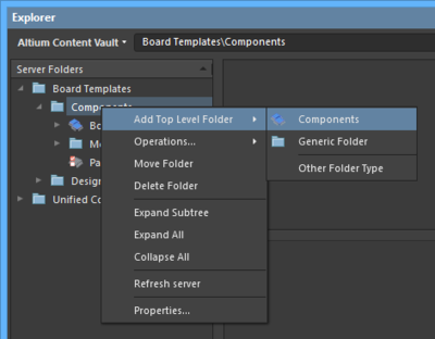 The right-click menu includes commands for defining a folder hierarchy. Note that the options change depending where you click.