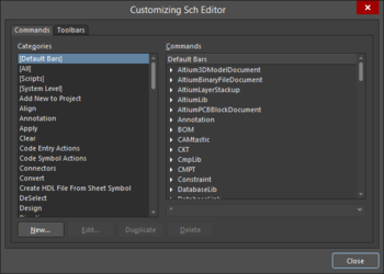 Two variations of the Customizing Editor dialog