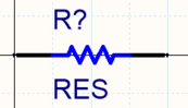 A resistor created with two display modes. The library editor includes a Mode toolbar, which can be used to add/remove and step through the modes.
