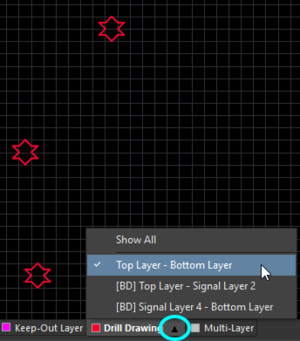 Left-click the triangle icon to select which drill pair you want displayed.