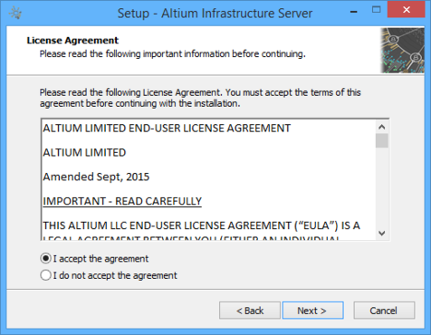 Read and accept Altium's End-User License Agreement.