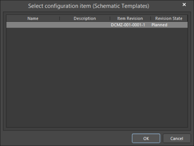 Two variations of the Select configuration item dialog