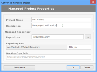Use the Save Managed Project command to commit the project to the Vault.