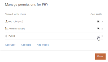 Project permissions can also be defined through the Vaults panel