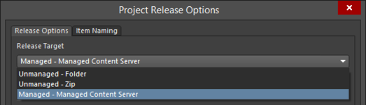 Switch release target - where the generated data is to be sent - as part of the release options for the project.