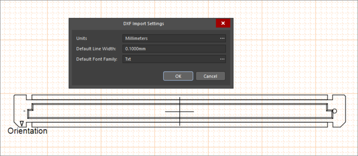 Example, DXF Import feature