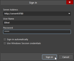 Signing in to server4 (the Concord Pro host PC) from Altium Designer.