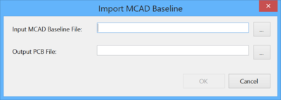 The Import MCAD Baseline dialog