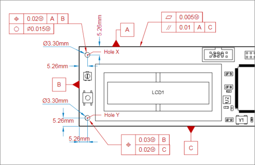 Пример комбинации Datum и Feature Control Frame
