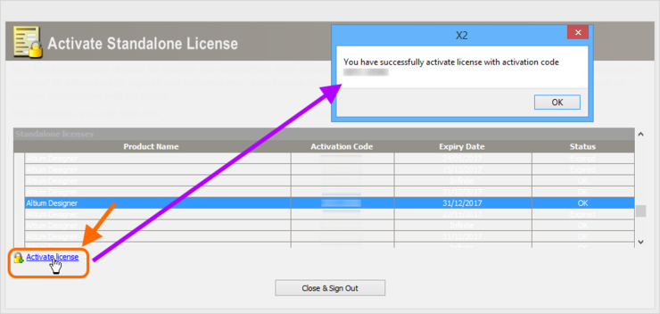 Successful activation of a Standalone license!