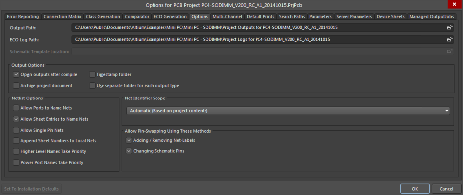 The project options are configured in the Options for Project dialog, press F1 over any of the Tabs for help.