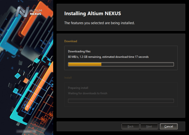 Installation commences by downloading the required set of install files.