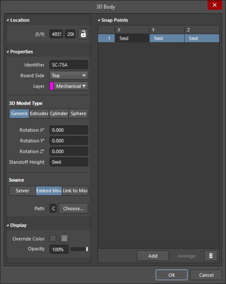 The Component Body default settings in the Preferences dialog and the 3D Body mode of the Properties panel