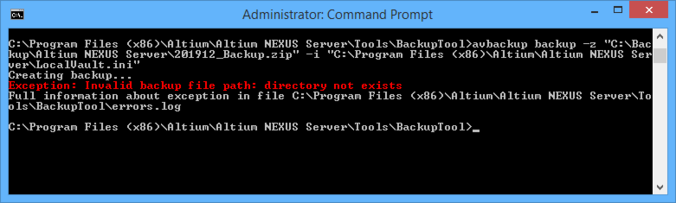 When backing up or restoring your NEXUS Server, details of any errors, as well as full path to the errors.log file, are presented directly in the CMD window.
