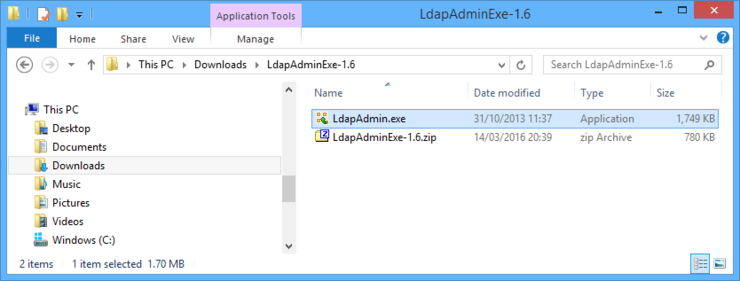 Download and extract the LdapAdmin.exe file.