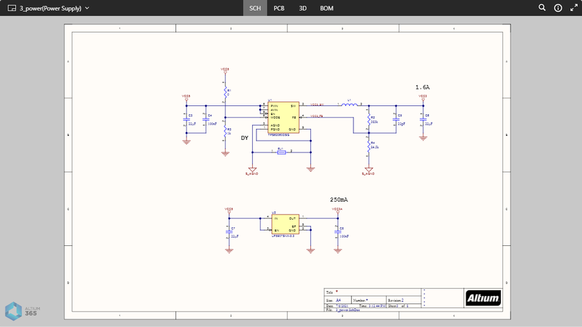 The SCH data view presents the currently selected schematic source document.